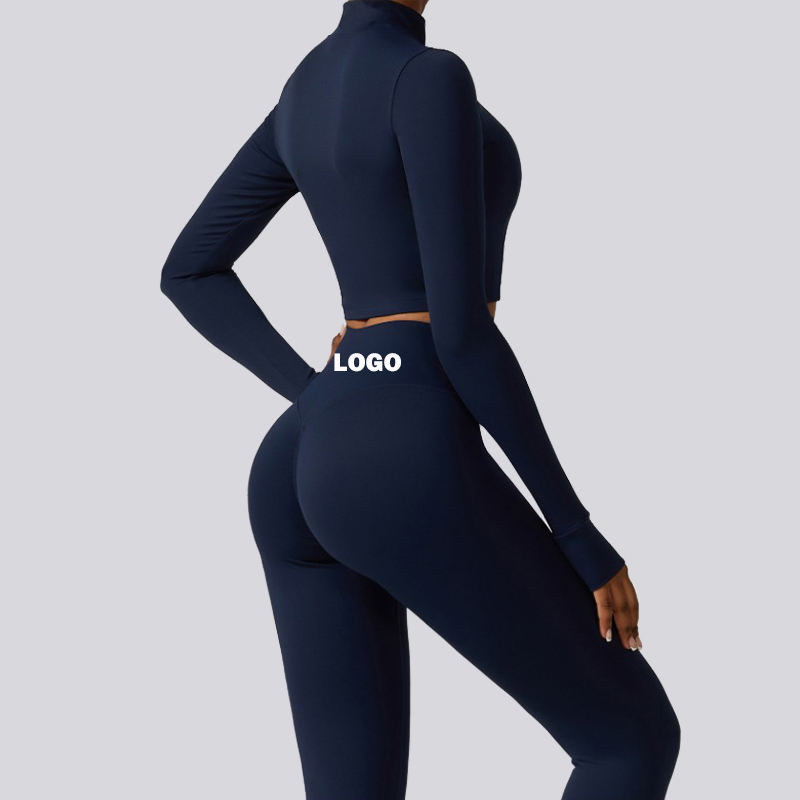 Sc9281 3 bucăți sacou sport sutien jambiere yoga costumnegru fitness jambiere de gimnastică seturi femei îmbrăcăminte de gimnast