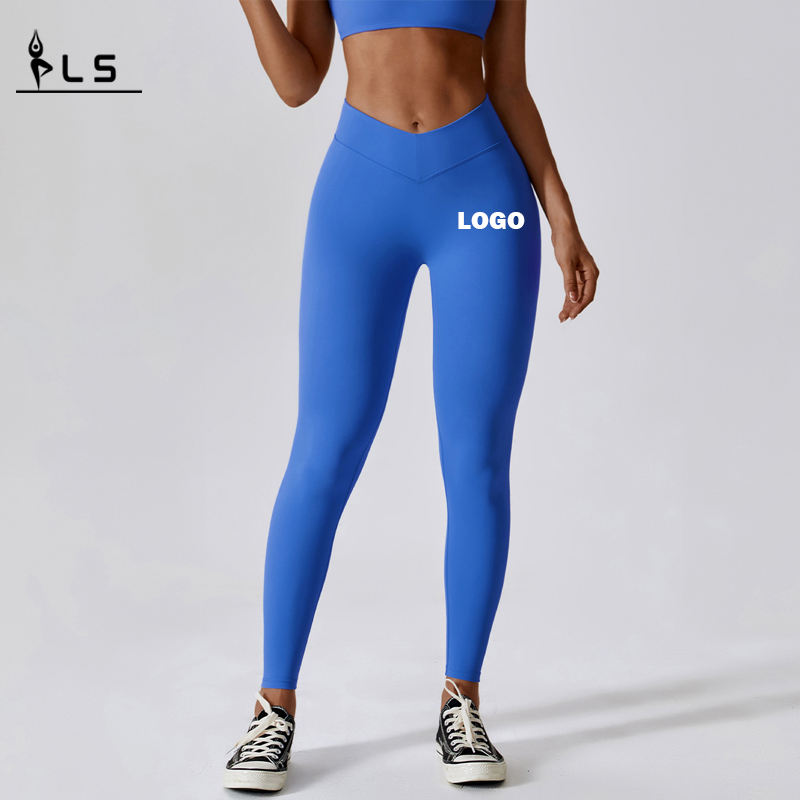 SC1094 Extensie cu patru sensuri Respirabil V taie tăiat Nylon Spandex Leggings Butt Ridicați pantaloni de yoga pentru femei