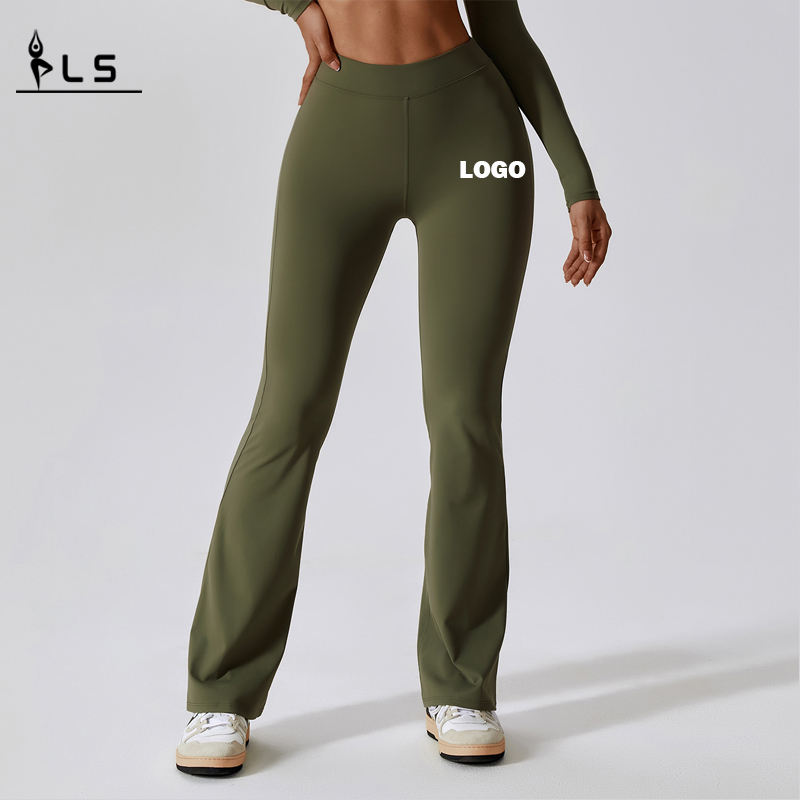 SC1096 Înaltă cu talie înaltă în patru sensuri pentru femei Pyar Push Up Scrunch Butt Flare Leggings Yoga Pantaloni pentru femei