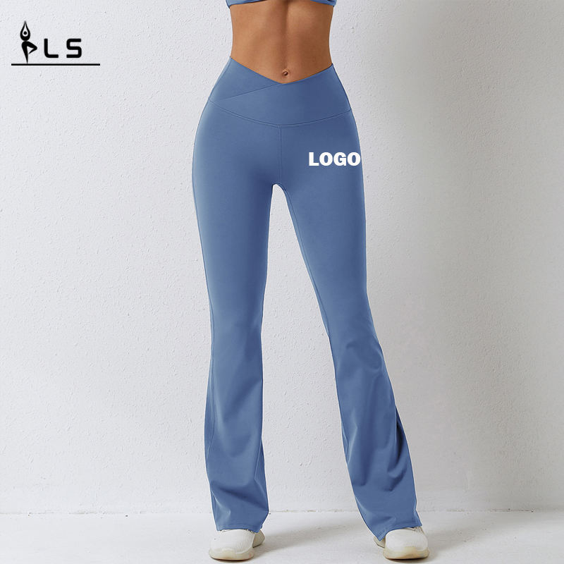 SC101011 Stretch cu patru sensuri 78% Nylon și 22% Spandex Scrunch Butt Flare Leggings Yoga Pantaloni pentru femei