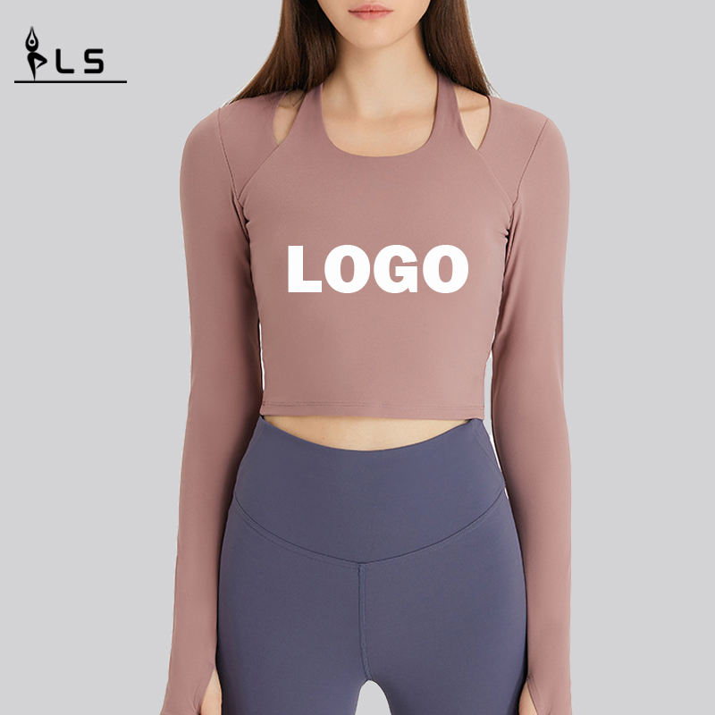 SC10273 Logo-ul personalizat Tricouri de yoga Fitness Running Tricou cu gât rotund Cămașă Femeie cu mânecă lungă Cămașă pentru femei