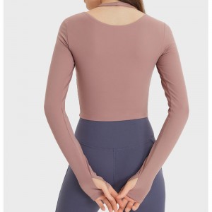 SC10273 Logo-ul personalizat Tricouri de yoga Fitness Running Tricou cu gât rotund Cămașă Femeie cu mânecă lungă Cămașă pentru femei