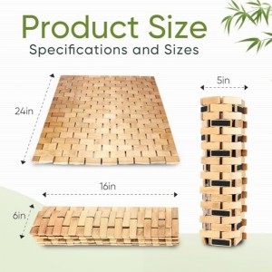 Covor de baienatural de bambus, covoraș de duș din bambusnon-alunecat, covoraș de baie pliabil impermeabil pentru cadă