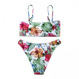 Costum de baie cu două piese imprimate în stil etnic de confort casual Halter în stil etnic