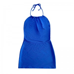 Blue Patter Special Pânză cu curea de halter Rochie de baie dintr-o bucată