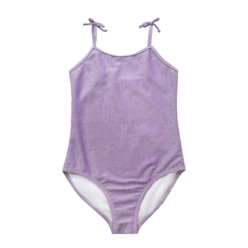 Purple Children’s Halter Bow Basic Sild Sârmă de argint dintr-o singură piesă Costum de baie