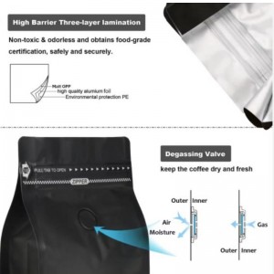 Pungi de cafea ecologice cu saci de ambalaje de cafea cu supapă și fermoar