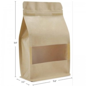 Stand Up Zipper Brown Kraft Hârtia Resallable Ziplock Heat Sigilat Food Depozitare alimente Dopack pungă de ambalaje cu fereastră limpede