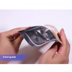 Geanta de ambalare a alimentelor tipărite personalizate Ziplock Kraft Hârtie stand up cu fermoar și fereastră