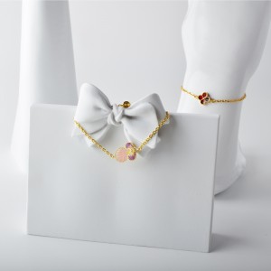 Nou 4 flori de piersici Hollow   A Shell alb Peach Blossom accesorii brățară