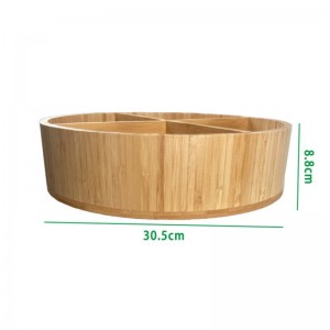 Tavă rotativă din bambus pentru depozitare