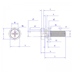șurub cu cap hexagonal încastrat în cruce cu adâncime și șaibă elastică