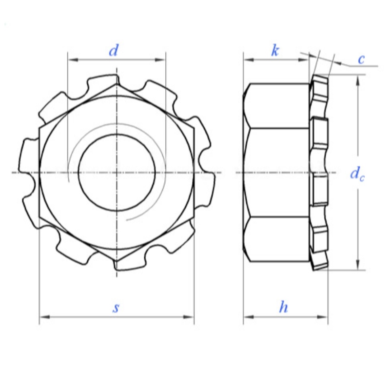 piulițe combinate cu șaibă elastică hexagonală/K-piuliță de blocare