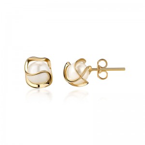 Cercei cu perle în cușcă, placați cu aur de 18K Hongde, 4MM