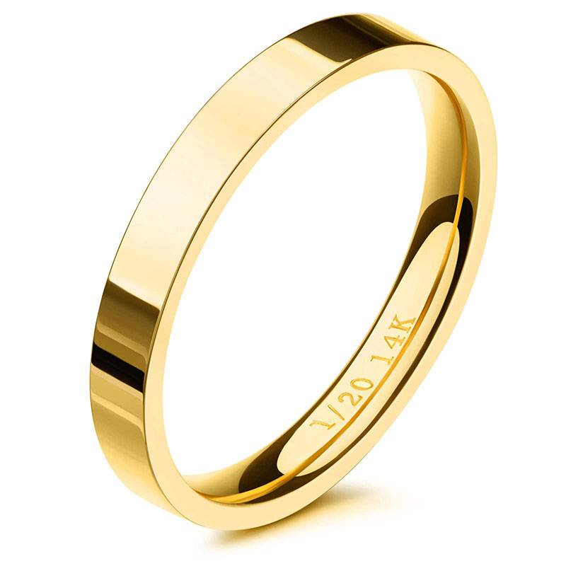 Hongde Inele umplute cu aur de 14K Dainty Gold Bandă stivuitoare stivuită Mărimea 4 până la 11