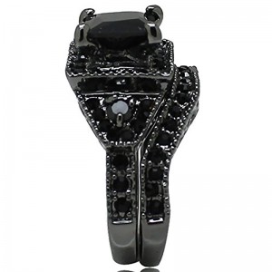 Hongde Black Onyx Princess Cut Anniversary Nunta Mireasa Inel Diamond pentru femeie pentru barbat