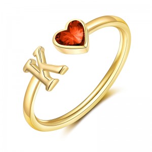 Inele inițiale Hongde pentru femei Inele din piatră denaștere placate cu aur, mărime ajustabilă5-10
