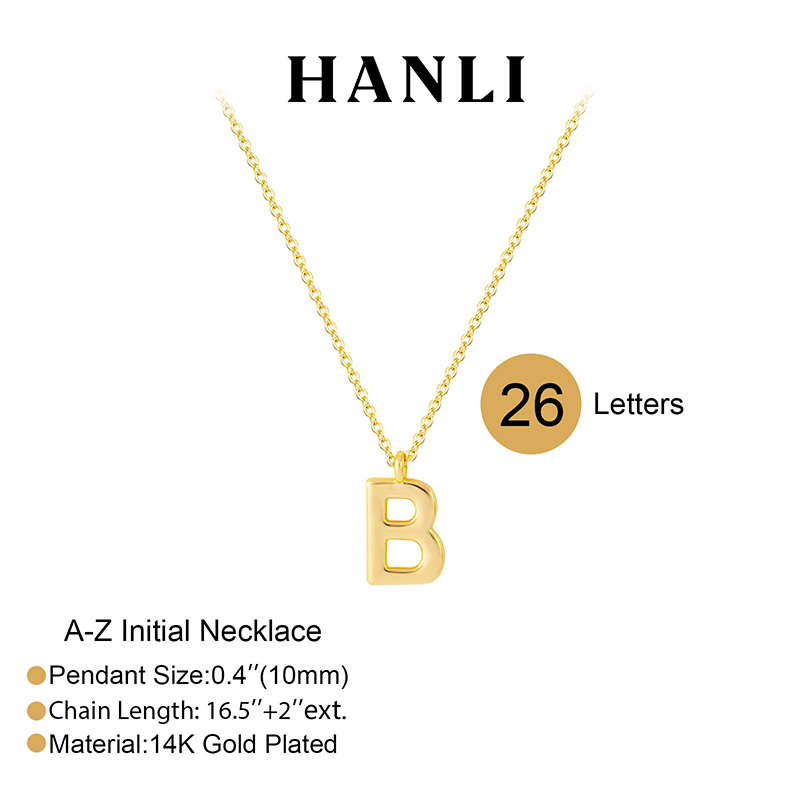 Hongde placat cu aur de 14K A-Z Initial Colier Colier initial pentru femei - Colier cu litere delicate placat cu aur de 14k alfabet simplu A-Colier Z Colier cunume monogramă personalizat pentru bijuterii pentru femei