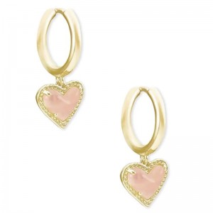 Blush Heart Charm Hoop Cercei Heart Huggie Cercei pentru Femei, Bijuterii Fashion
