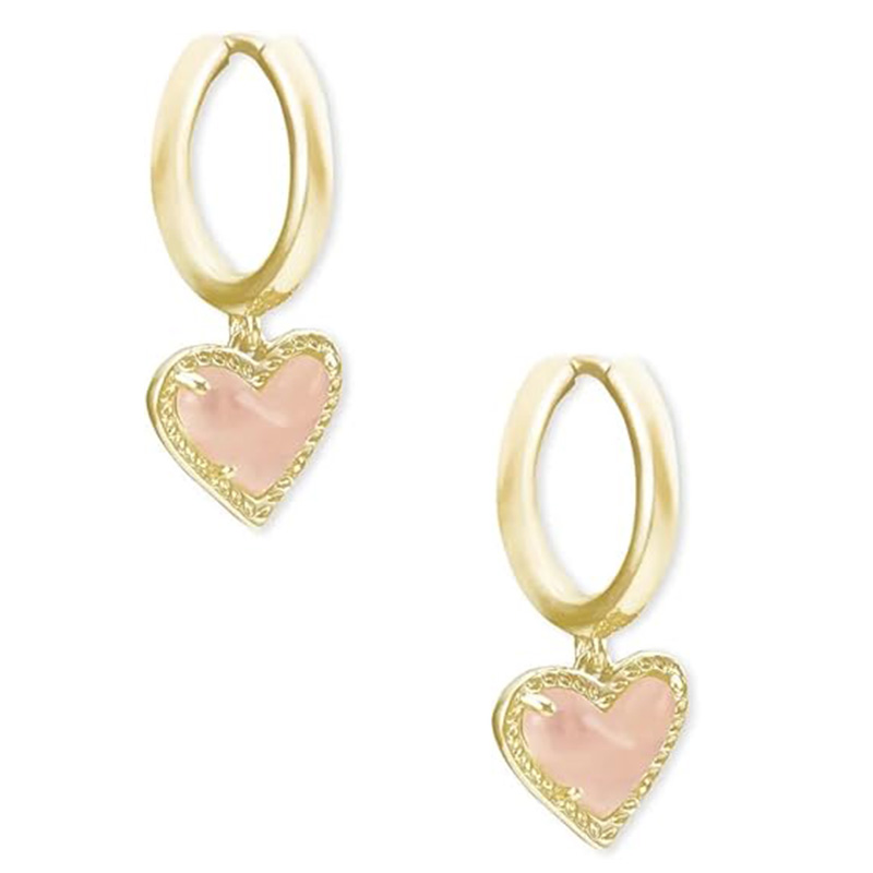 Blush Heart Charm Hoop Cercei Heart Huggie Cercei pentru Femei, Bijuterii Fashion