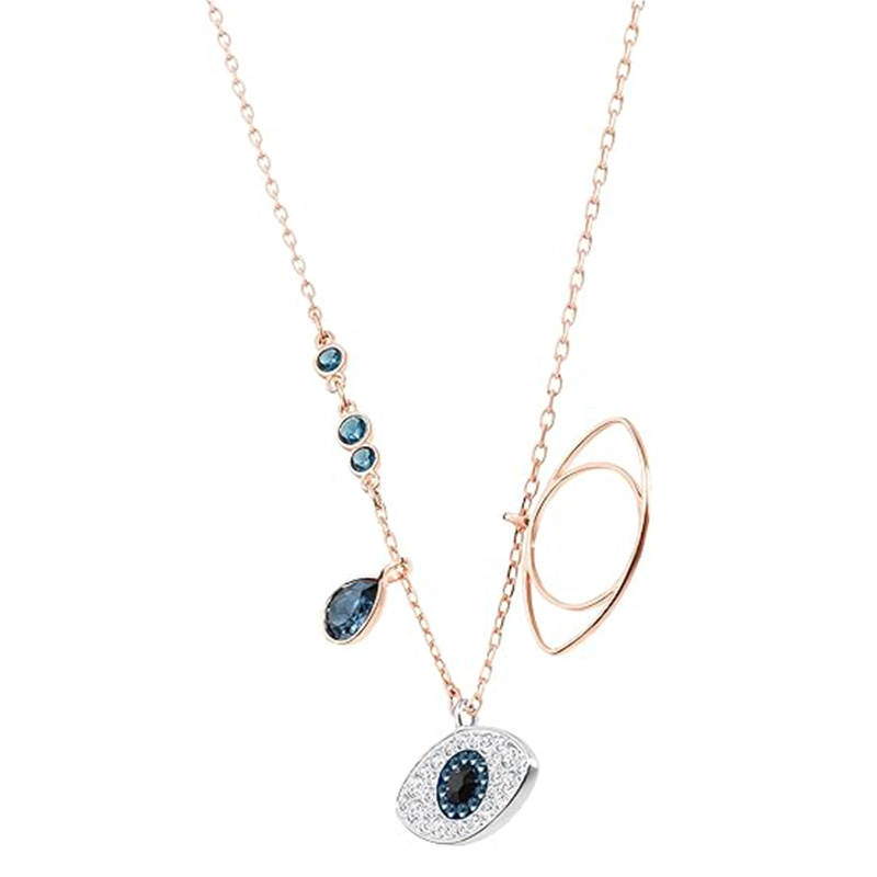 Colier cu pandantiv radiant Guardian Evil Eye cu accente de zircon albastru Un simbol al eleganței, protecției și stilului atemporal