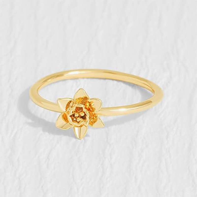 Gold rafinat de 18k-Placat 925 inel floral argintiu sterlin cu design delicat de flori înflorite -natură elegantă și ușoară-Bijuterii inspirate pentru femei