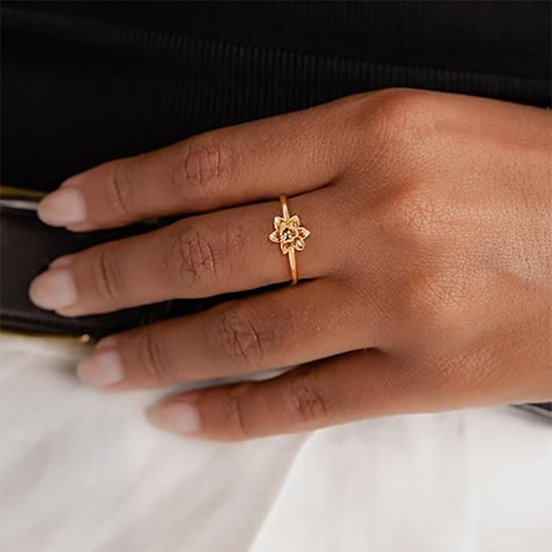 Gold rafinat de 18k-Placat 925 inel floral argintiu sterlin cu design delicat de flori înflorite -natură elegantă și ușoară-Bijuterii inspirate pentru femei