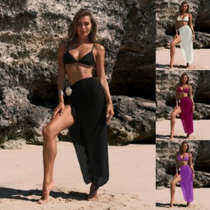 2025 NOU NOU HOT GIRL Nișă Rochie lungă cu model de flori Set de plajă, Comerț exterior Color Solid Bikini trei-Set de piese, costum de baie de vacanță pentru femei 8891 Preț:$119.99