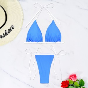 Nou 2025 european și american-Stil laced sexy trei-Piese Bikini Swimsuits cu un sentiment de rafinament pentru plajă. Acestea solide-Color de baie sunt potrivite pentru încrucișare-Comerțul de frontieră.  XY5041 Preț:$79.99