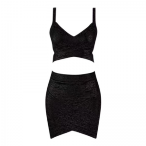 CaMisol tricot tipărit din aur, set de fuste de șold