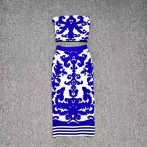 Summer Jacquard Knit Bustier, tricotat Jacquard Hip-Set de fuste de lungime