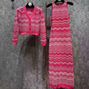 Cardigan intercolor cu mânecă lungă de vară, tricotat de vară-Set de rochii cu dungi tricotate fără mâneci cu gât